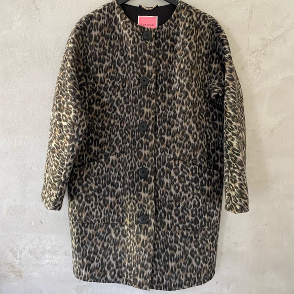 kate spade brushed leopard coat